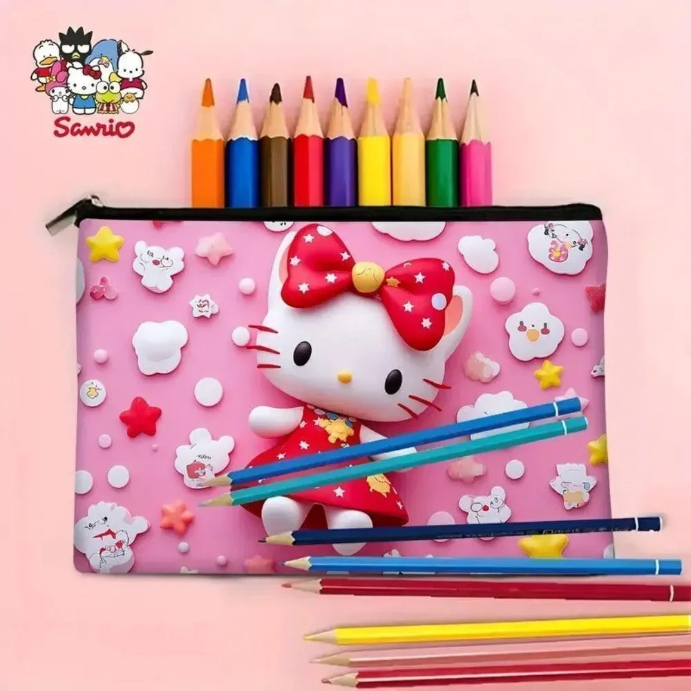 Hello Kitty 3D Floral & Stars Cute Makeup / Cosmetic Bag  Zipper / Lightweight